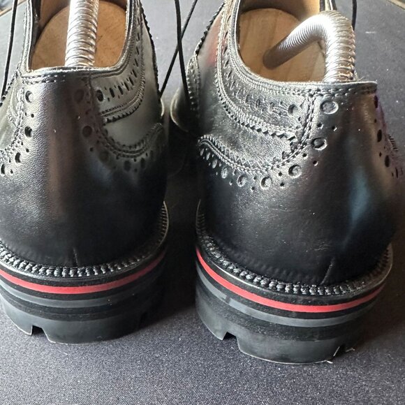 Black Christian Louboutin College Wingtip Brogue Leather Derby Shoes - Picture 3 of 8
